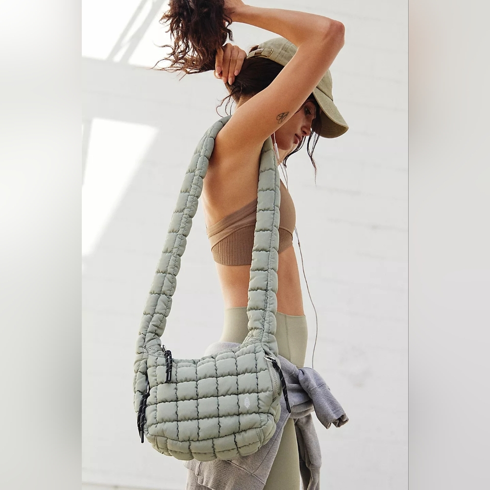 FP Movement Quilted Carryall Sling Sage Baby Gym Bag Free People Stone Green New